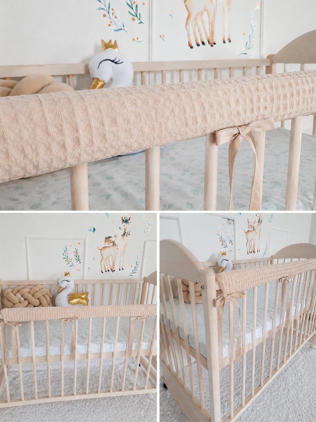 Cotton Rail Cover: Protect Your Baby's Crib in Style Cream