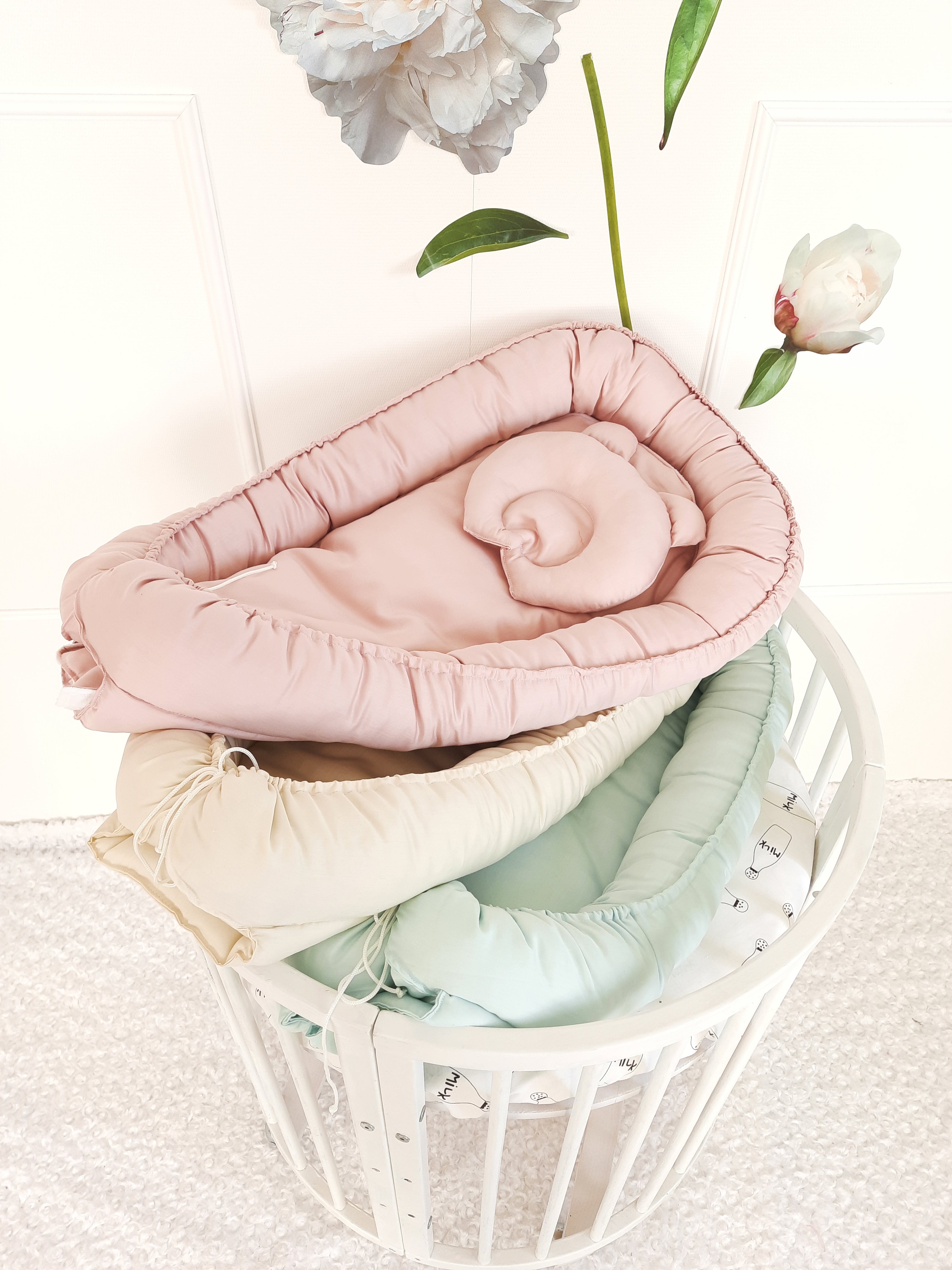 Baby Nest for Newborn. Cotton Babynest + Pillow