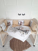 Cream Crib Set: Double Braided Crib Bumper with 8-12 Pillows with Animals Print and Optional Variants