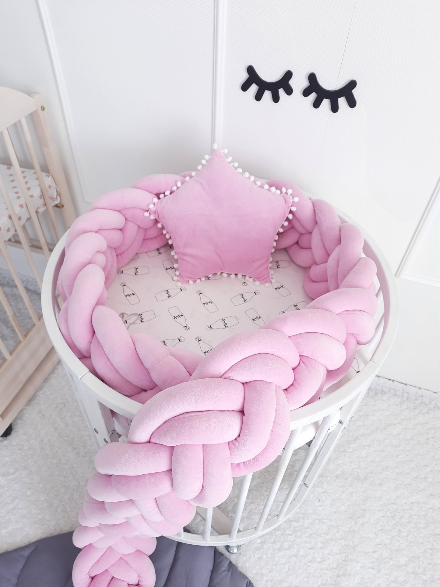 Light Pink Double Braided Crib Bumper