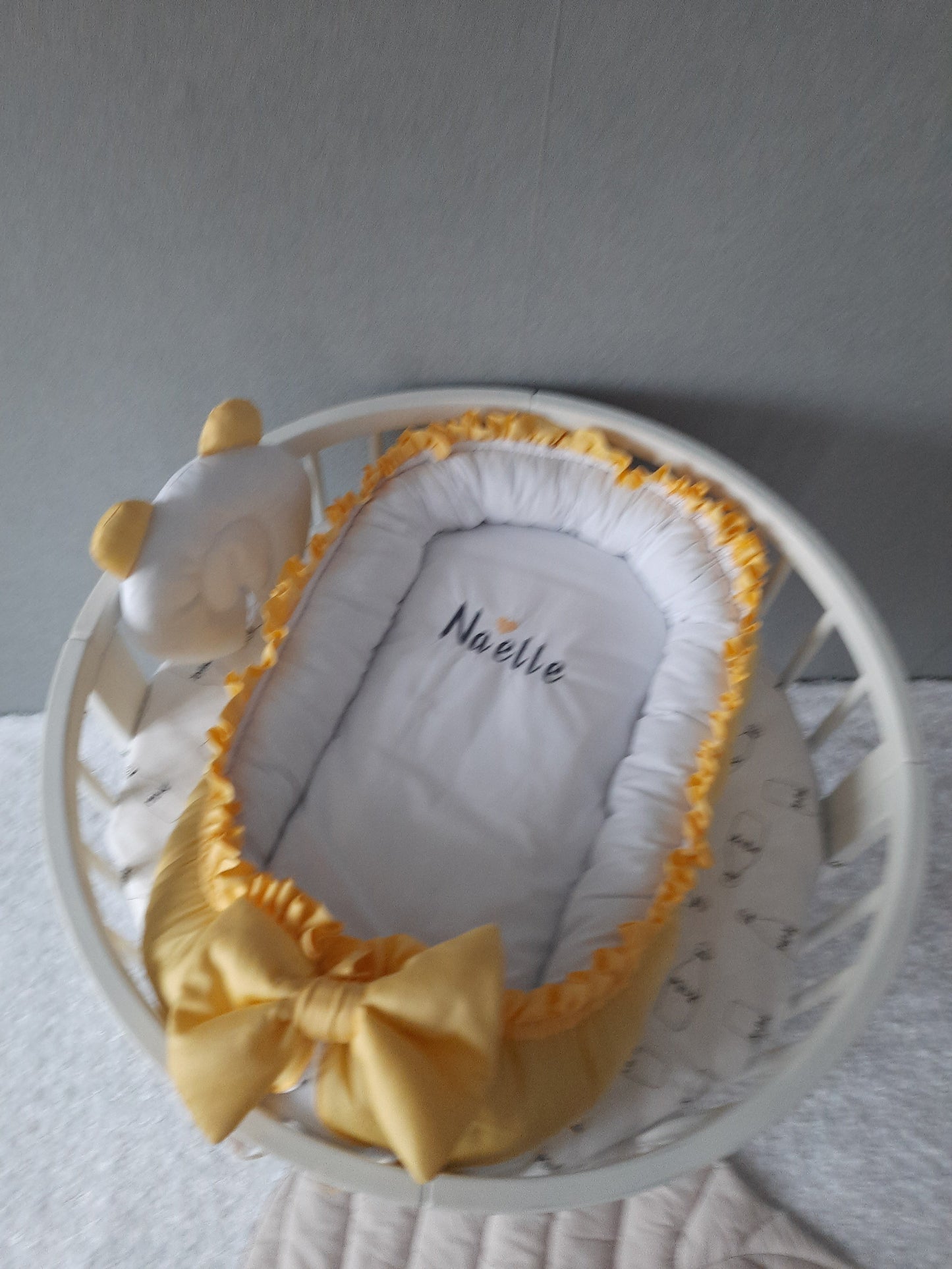 Baby Nest for Newborn. Cotton BabyNest + Personal Embroidery. Pillow as a Gift!