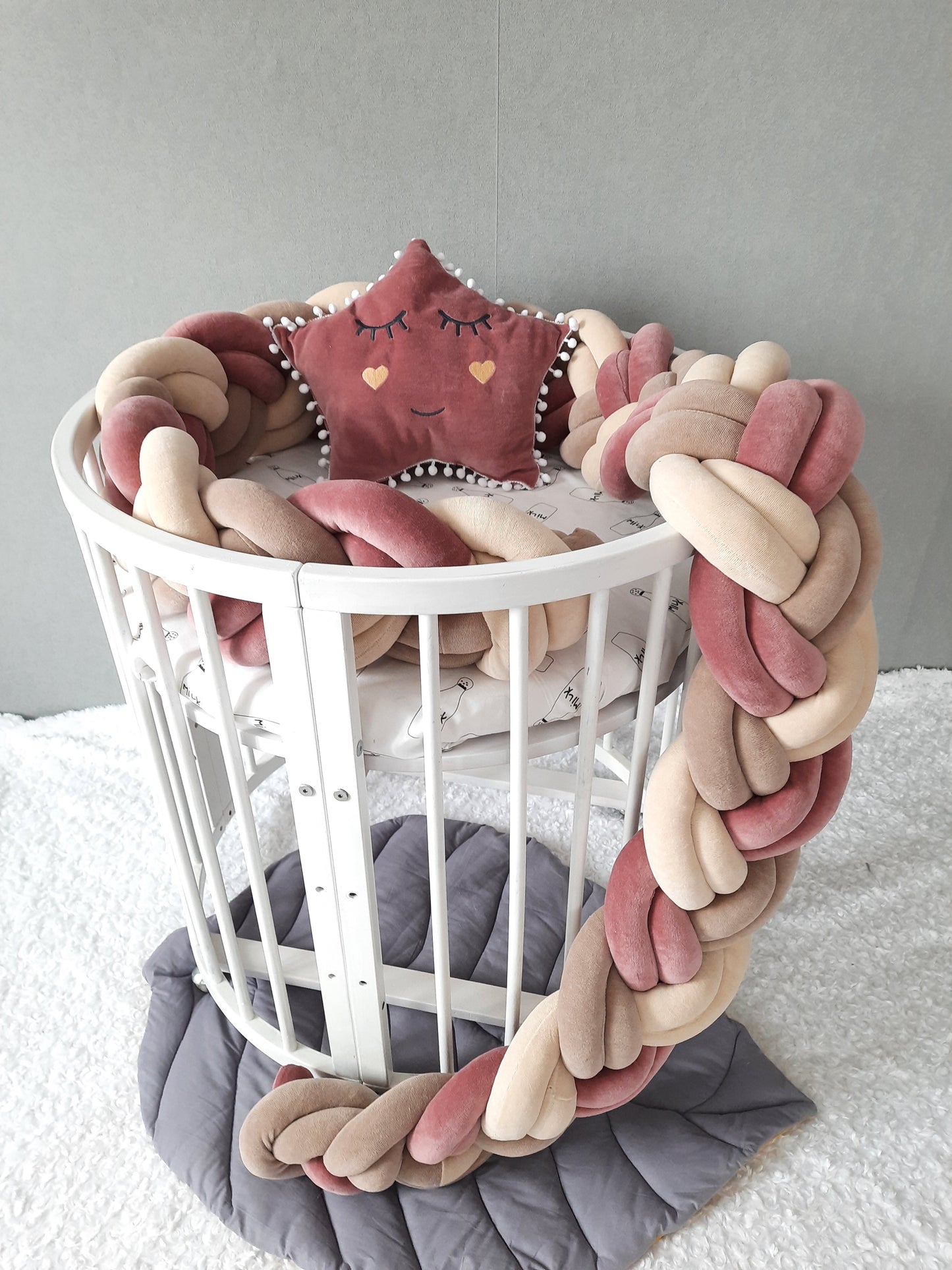 Cream Double Braided Crib Bumper