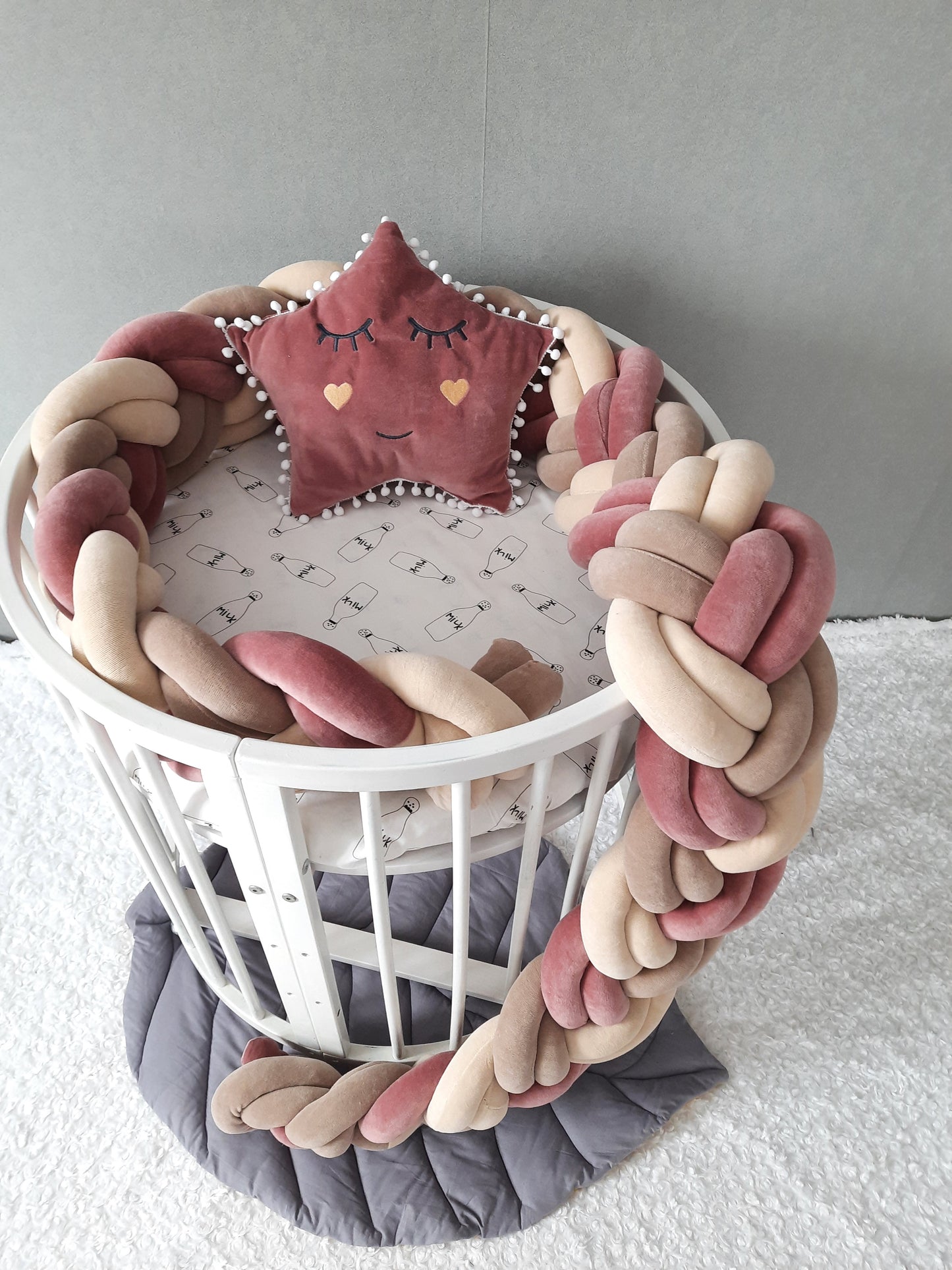 Blue Double Braided Crib Bumper