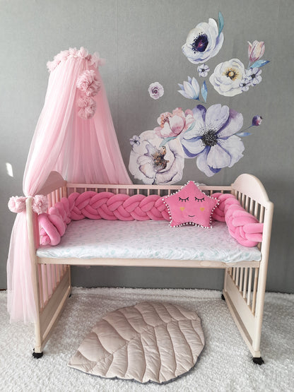 Barbie Crib set: Double Braided Crib Bumper with FREE Star Pillow and Optional Variants