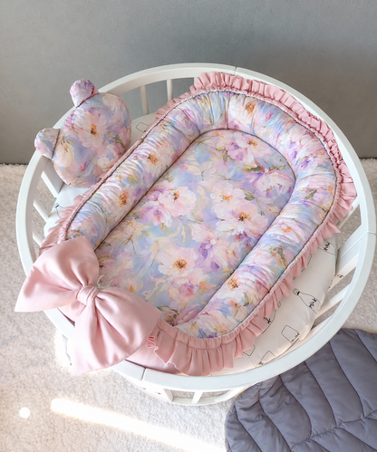 Baby Nest for Newborn. Cotton BabyNest Watercolor Flowers