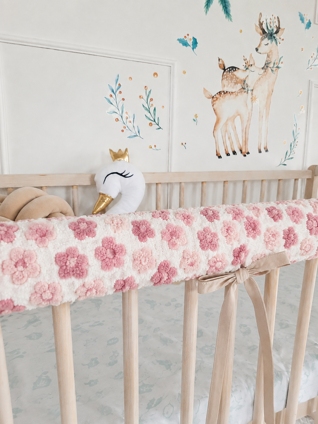 Cotton Rail Cover: Protect Your Baby's Crib in Style Sherpa Pink