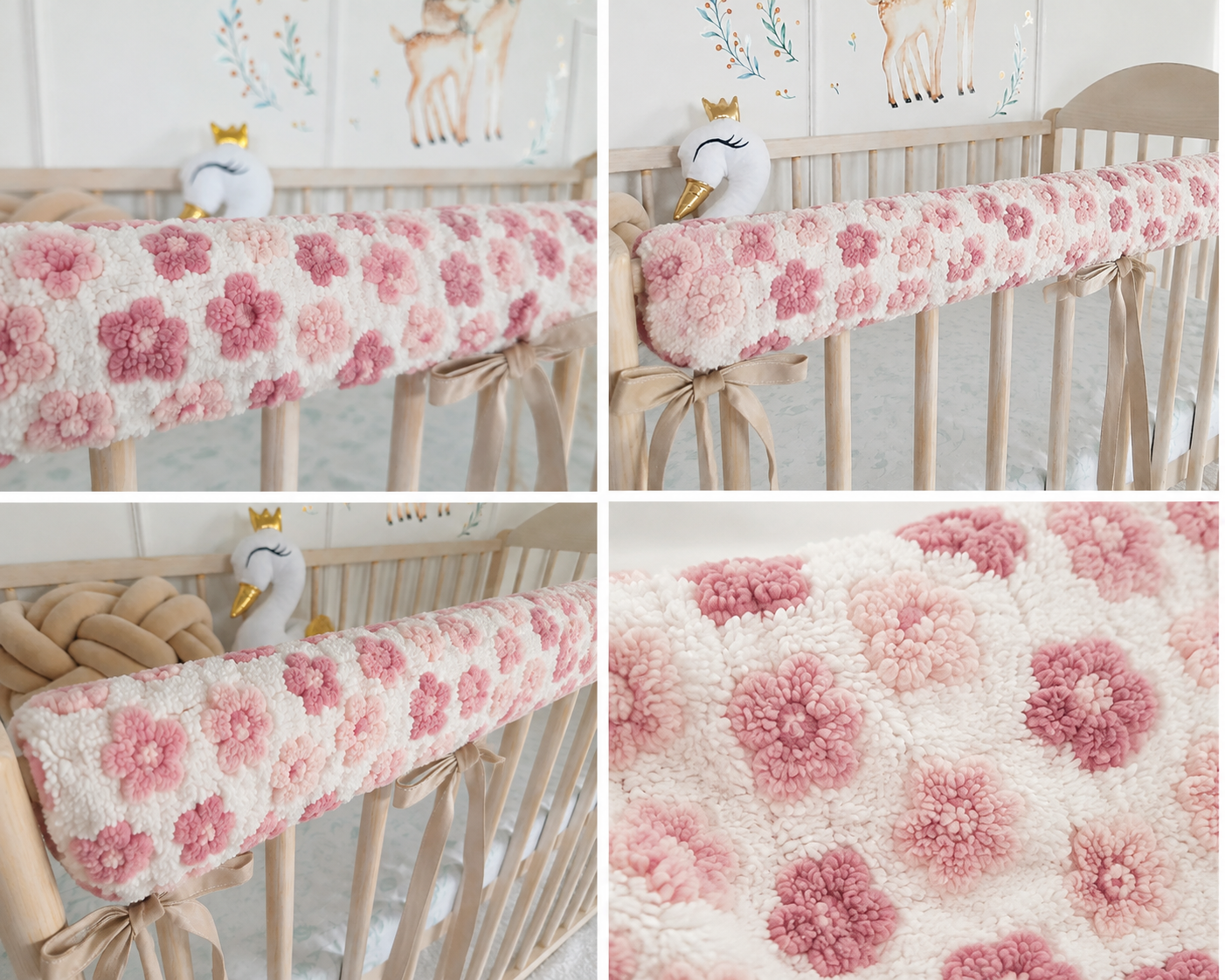 Cotton Rail Cover: Protect Your Baby's Crib in Style Sherpa Pink