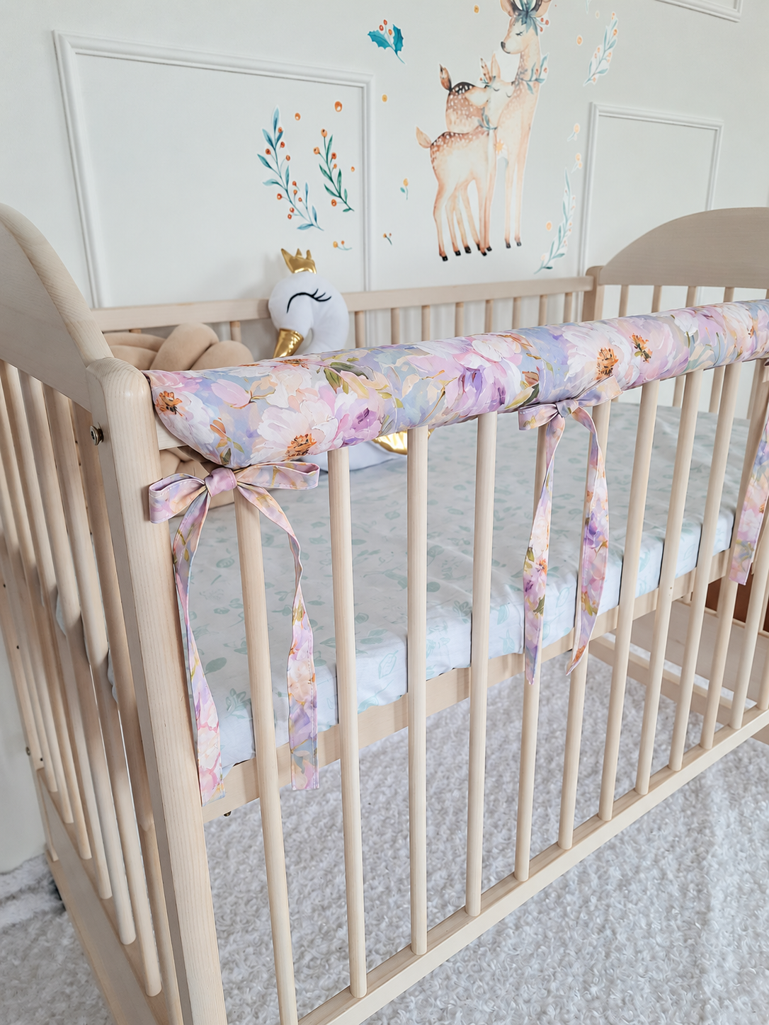 Cotton Rail Cover: Protect Your Baby's Crib in Style Watercolor Flowers
