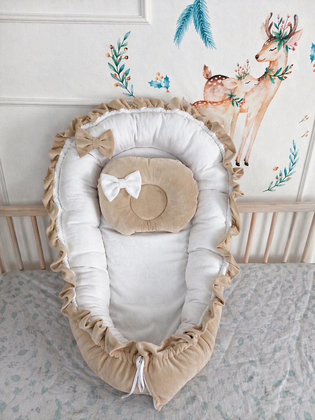 Baby Nest for Newborn. Velour BabyNest Beige