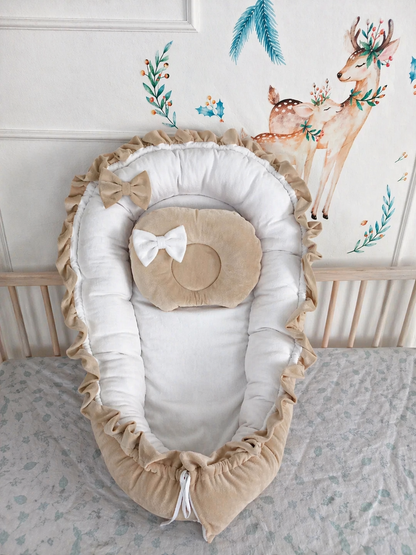 Baby Nest for Newborn. Velour BabyNest Beige
