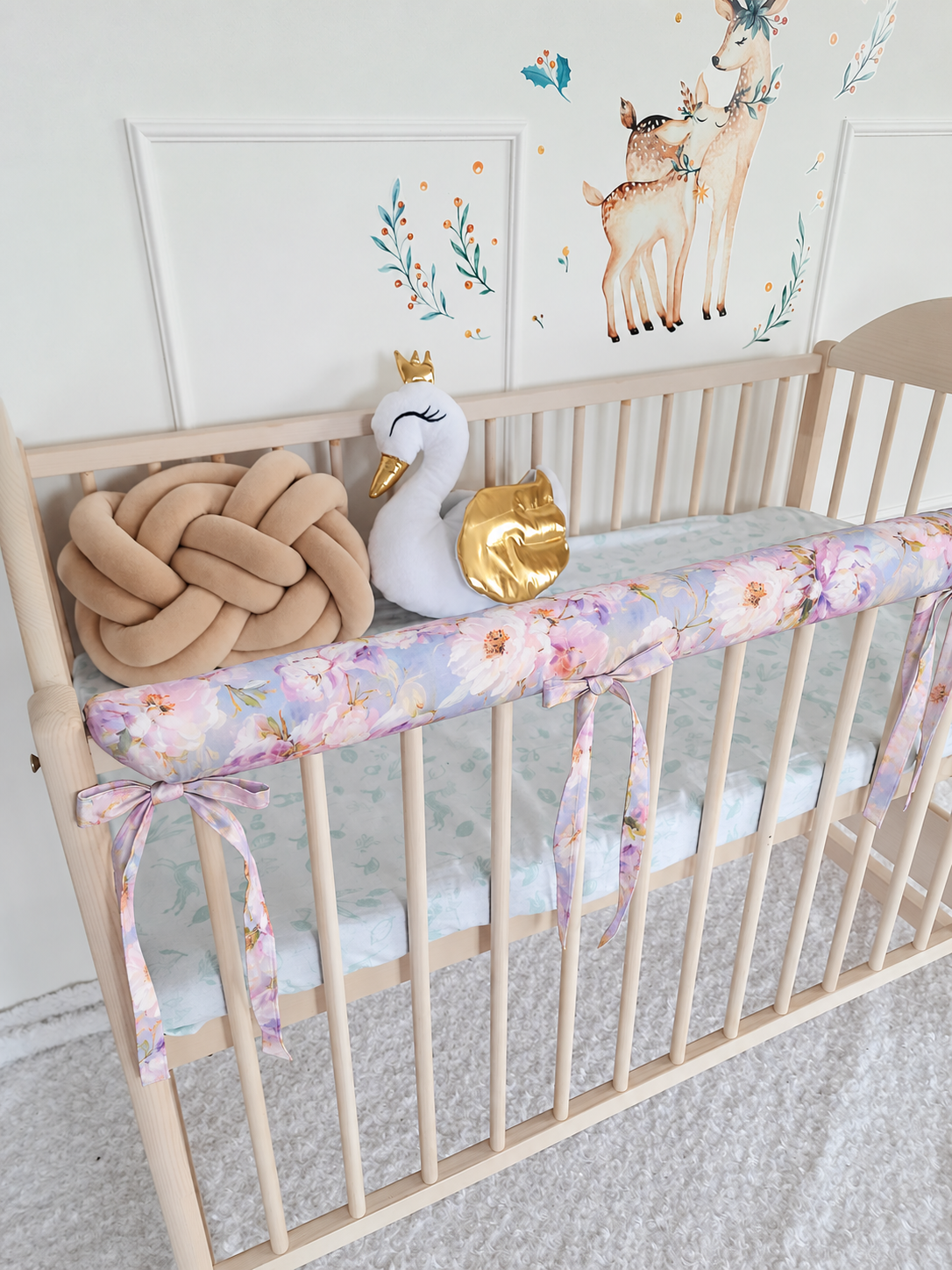 Cotton Rail Cover: Protect Your Baby's Crib in Style Watercolor Flowers