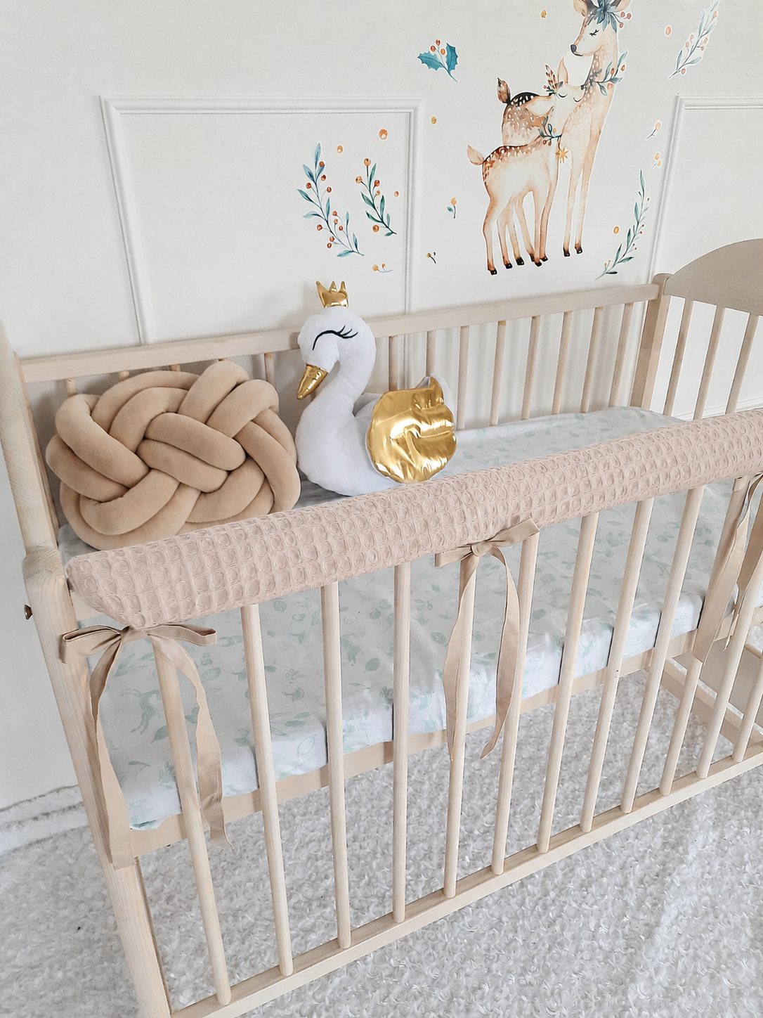 Cotton Rail Cover: Protect Your Baby's Crib in Style Cream