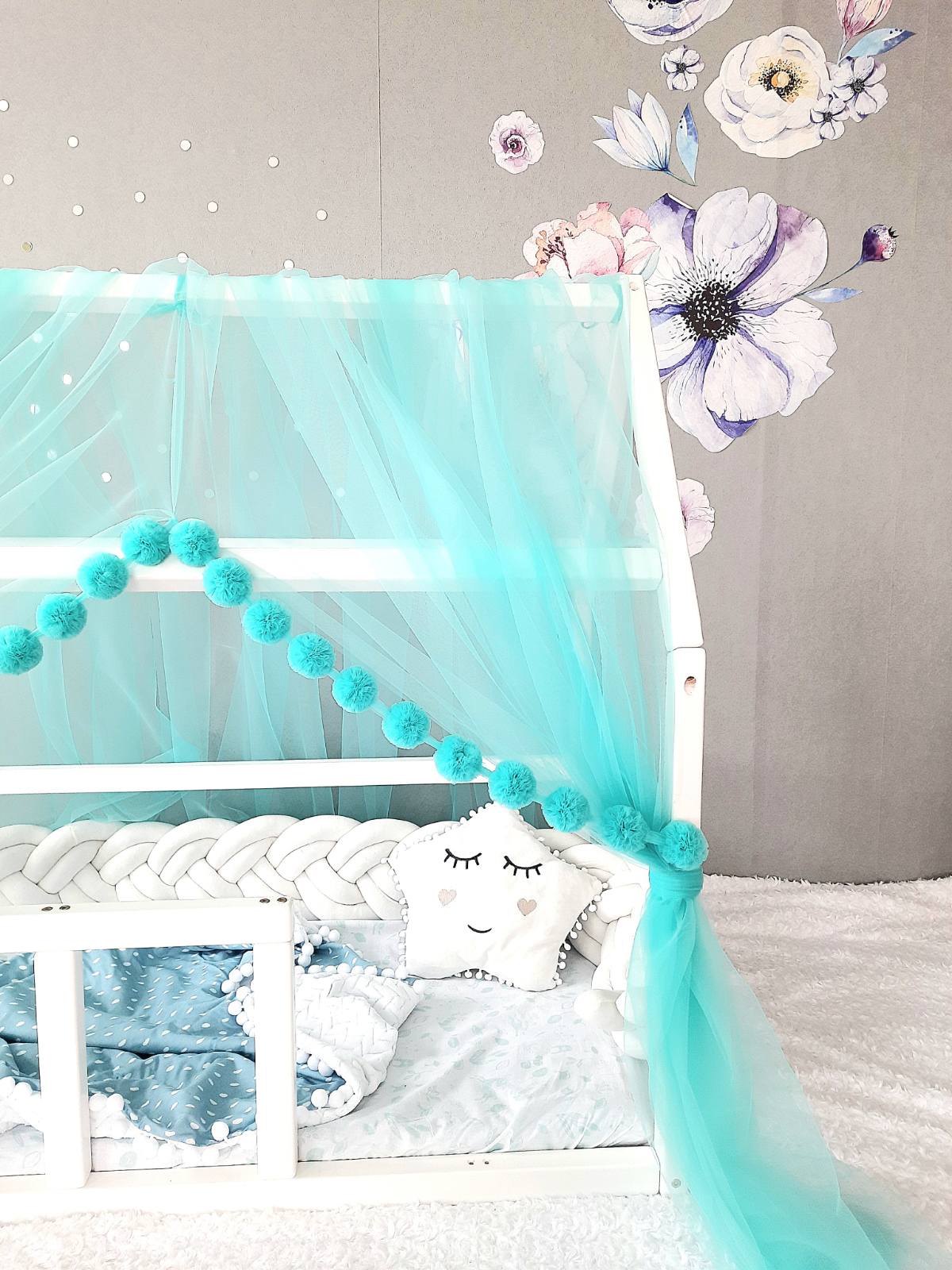 Montessori canopy in aqua color. Cute canopy for nursery