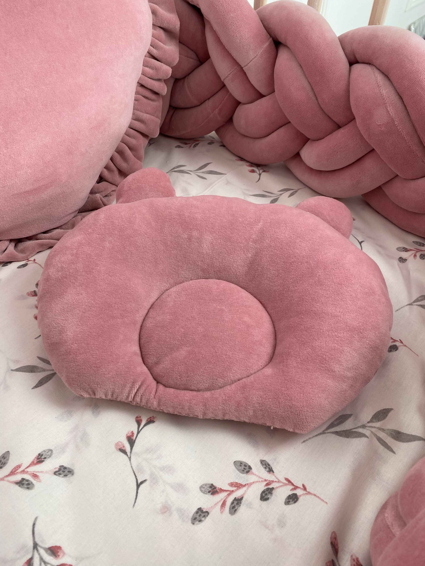 Rose Orthopedic Infant Pillow. Close up