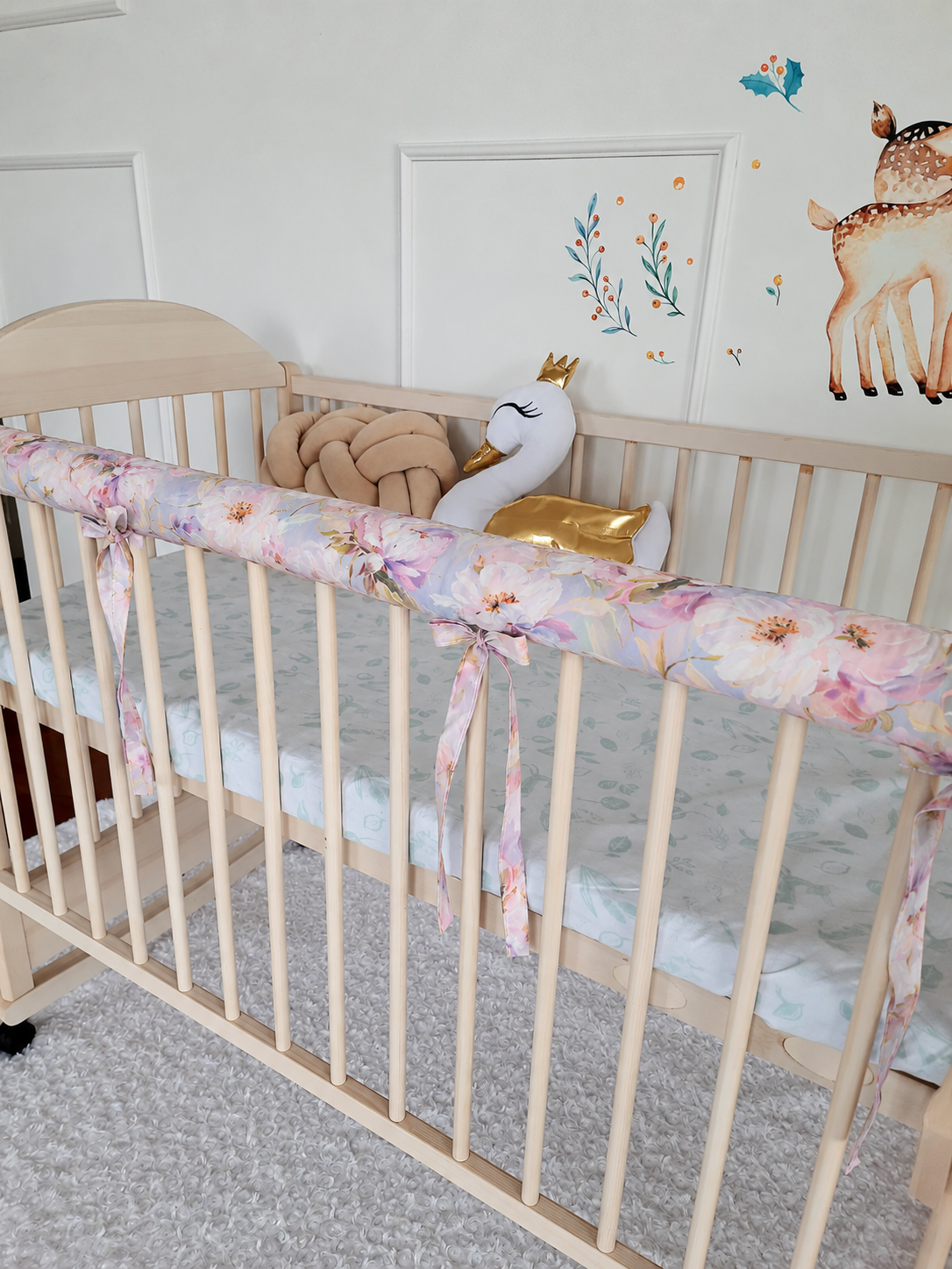 Cotton Rail Cover: Protect Your Baby's Crib in Style Watercolor Flowers
