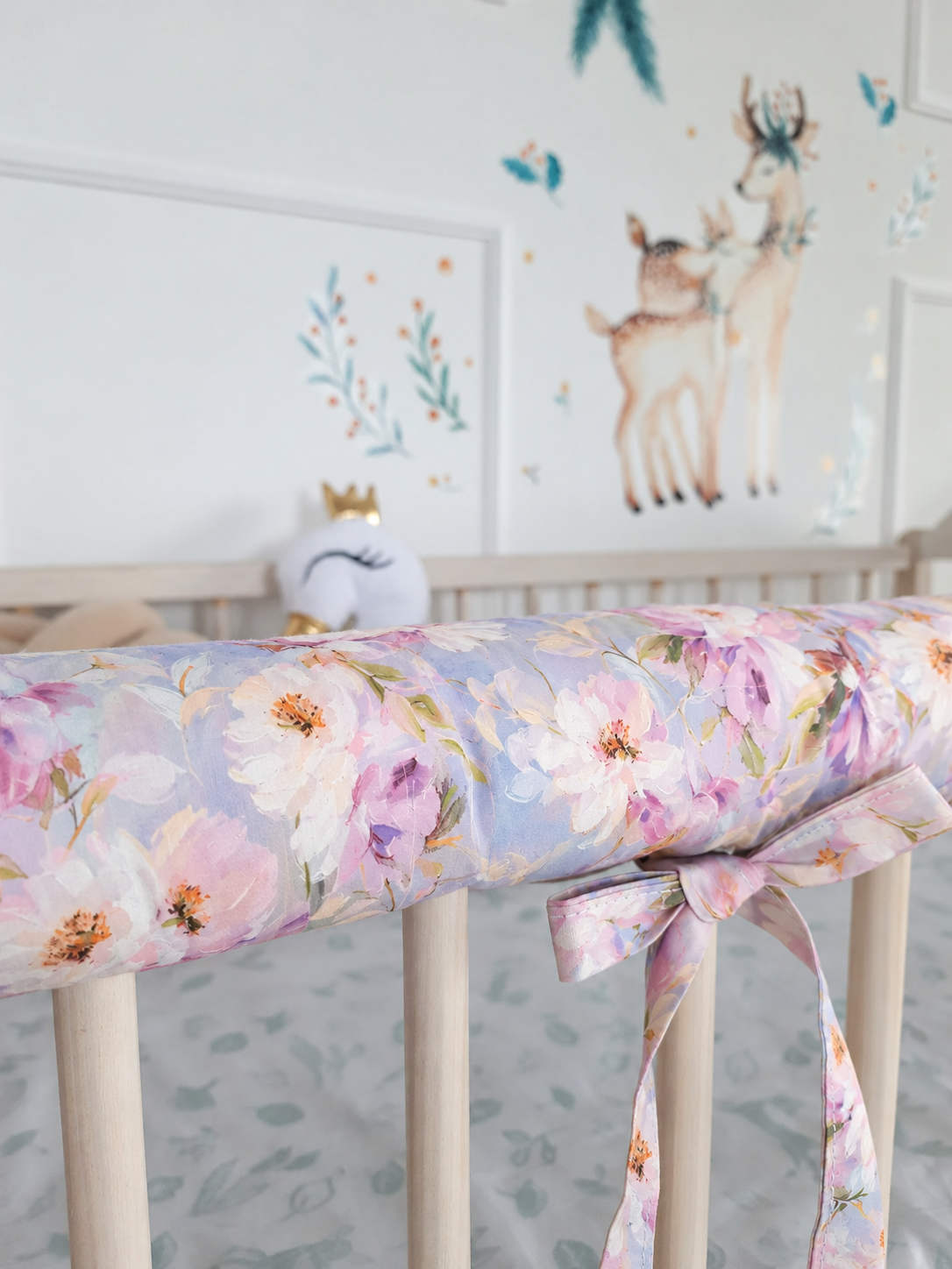 Cotton Rail Cover: Protect Your Baby's Crib in Style Watercolor Flowers