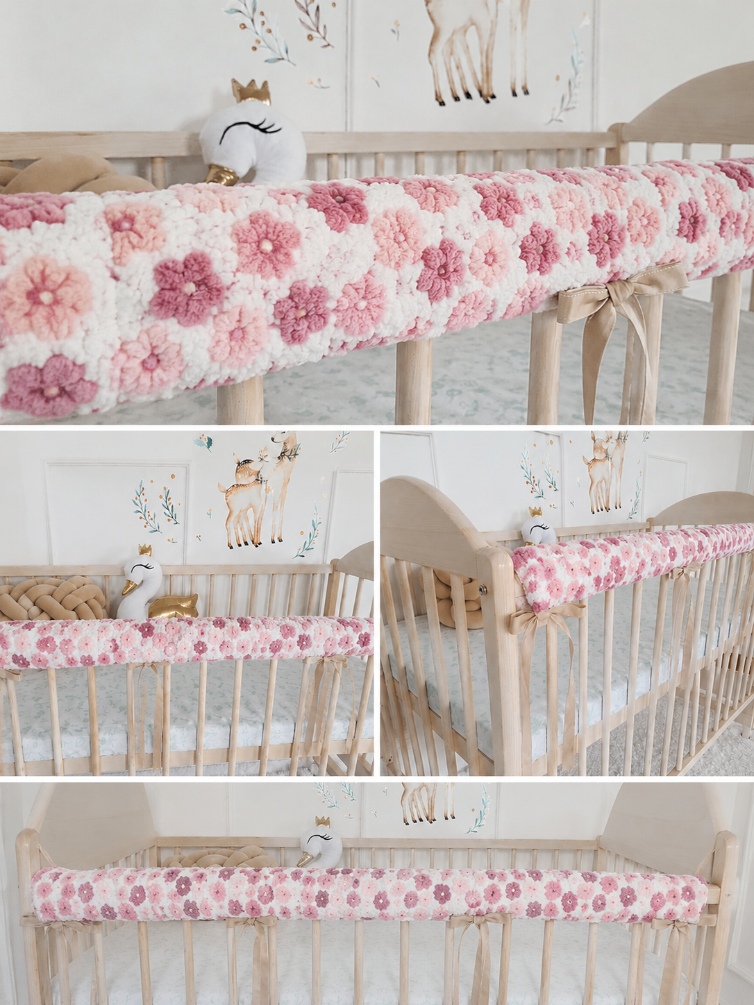 Cotton Rail Cover: Protect Your Baby's Crib in Style Sherpa Pink