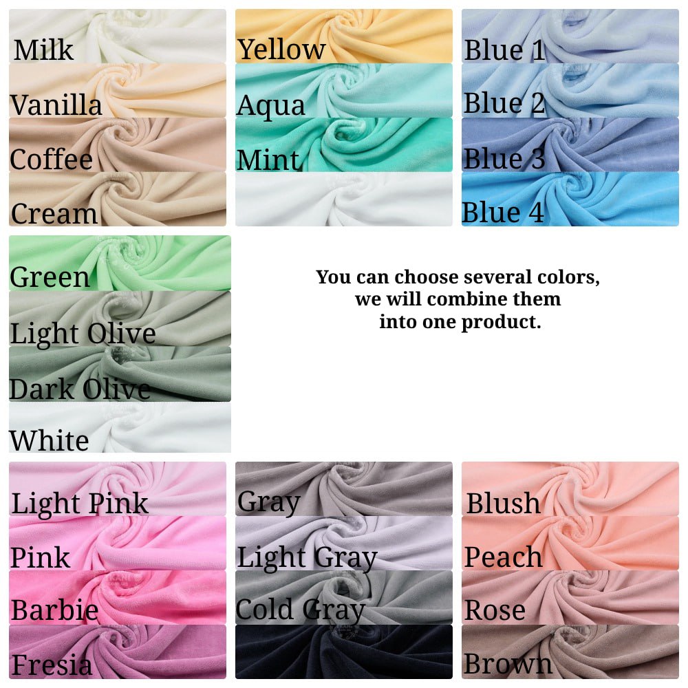 Available colors for the braided bumper: milk, vanilla, coffee, cream, yellow, aqua, mint, white, blue 1, blue 2, blue 3, blue 4, green, light olive, dark olive, light pink, pink, barbie, fresia, gray, light gray, cold gray, black, blush, peach, rose, brown. You can choose several colors.