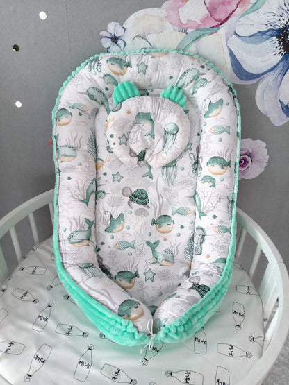 Baby Nest for Newborn. Cotton BabyNest + Blanket + Moses Basket Fitted Sheet