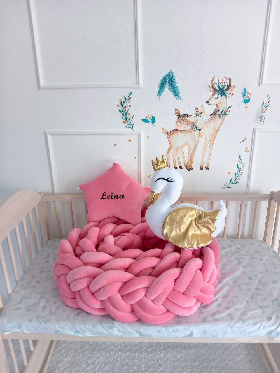 Cream cot bumper best sale