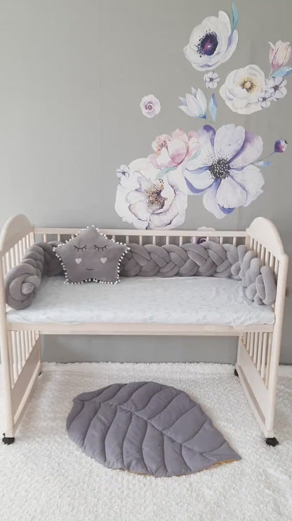 Gray Double Braided Crib Bumper