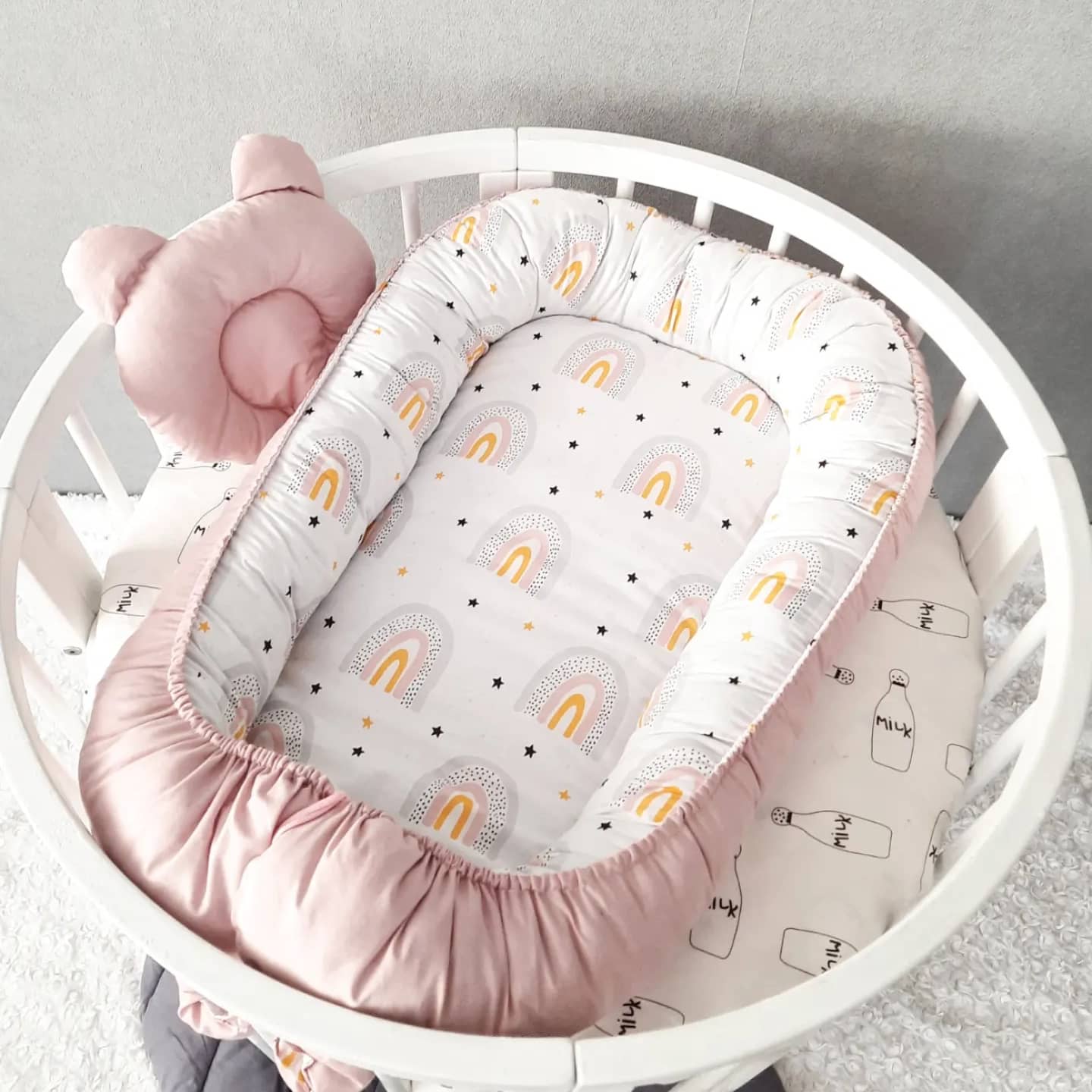 Raibow Baby nest for newborn. Cotton babynest