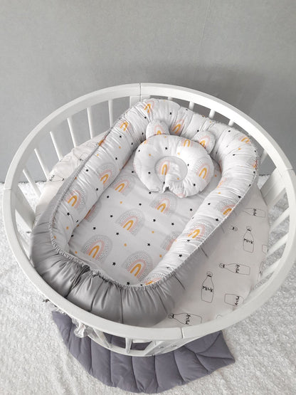 Raibow Baby nest for newborn. Cotton babynest