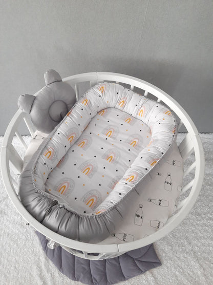 Raibow Baby nest for newborn. Cotton babynest