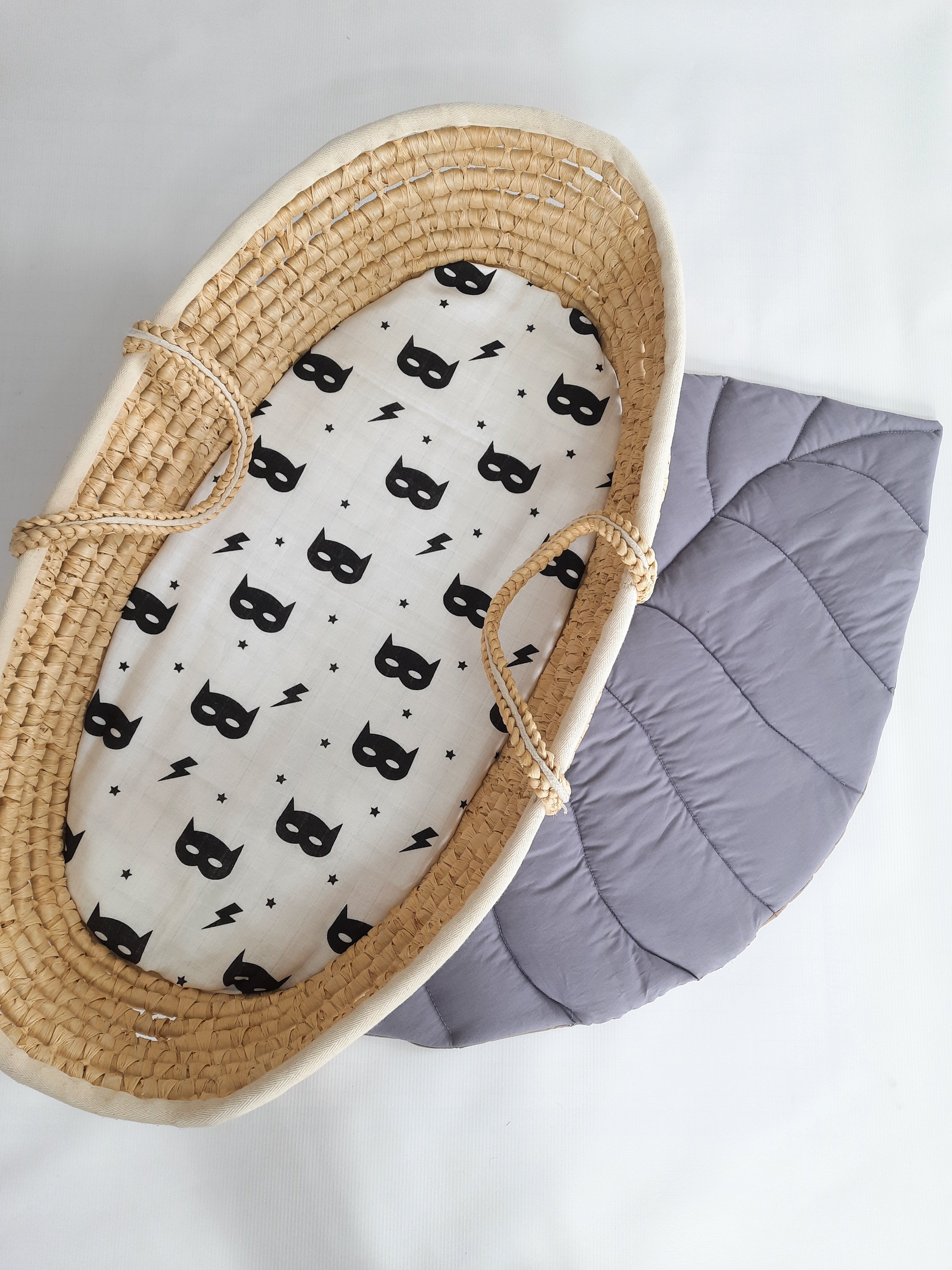 Superhero Muslin Moses basket fitted sheet