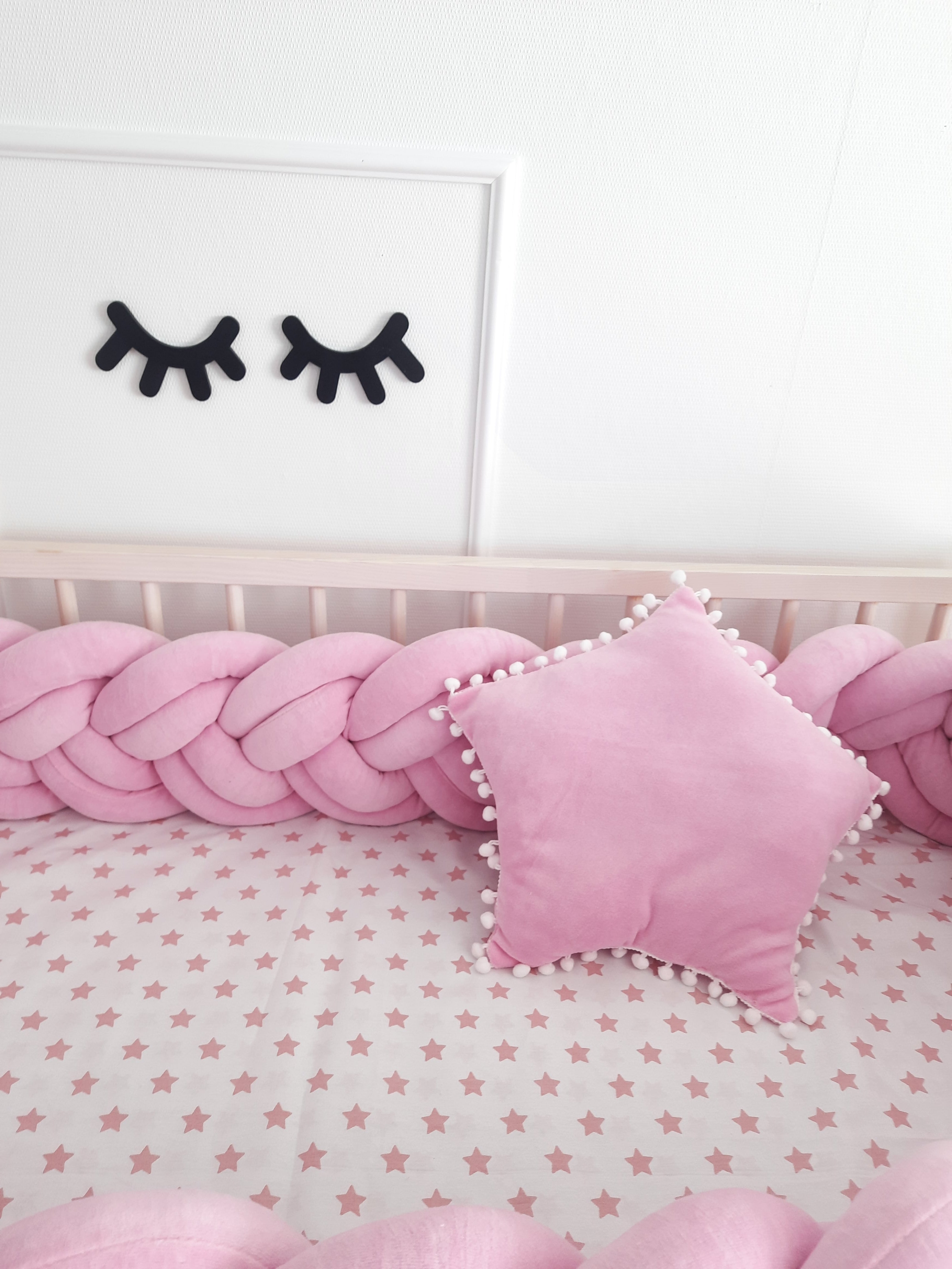 Pink crib bumper pad online