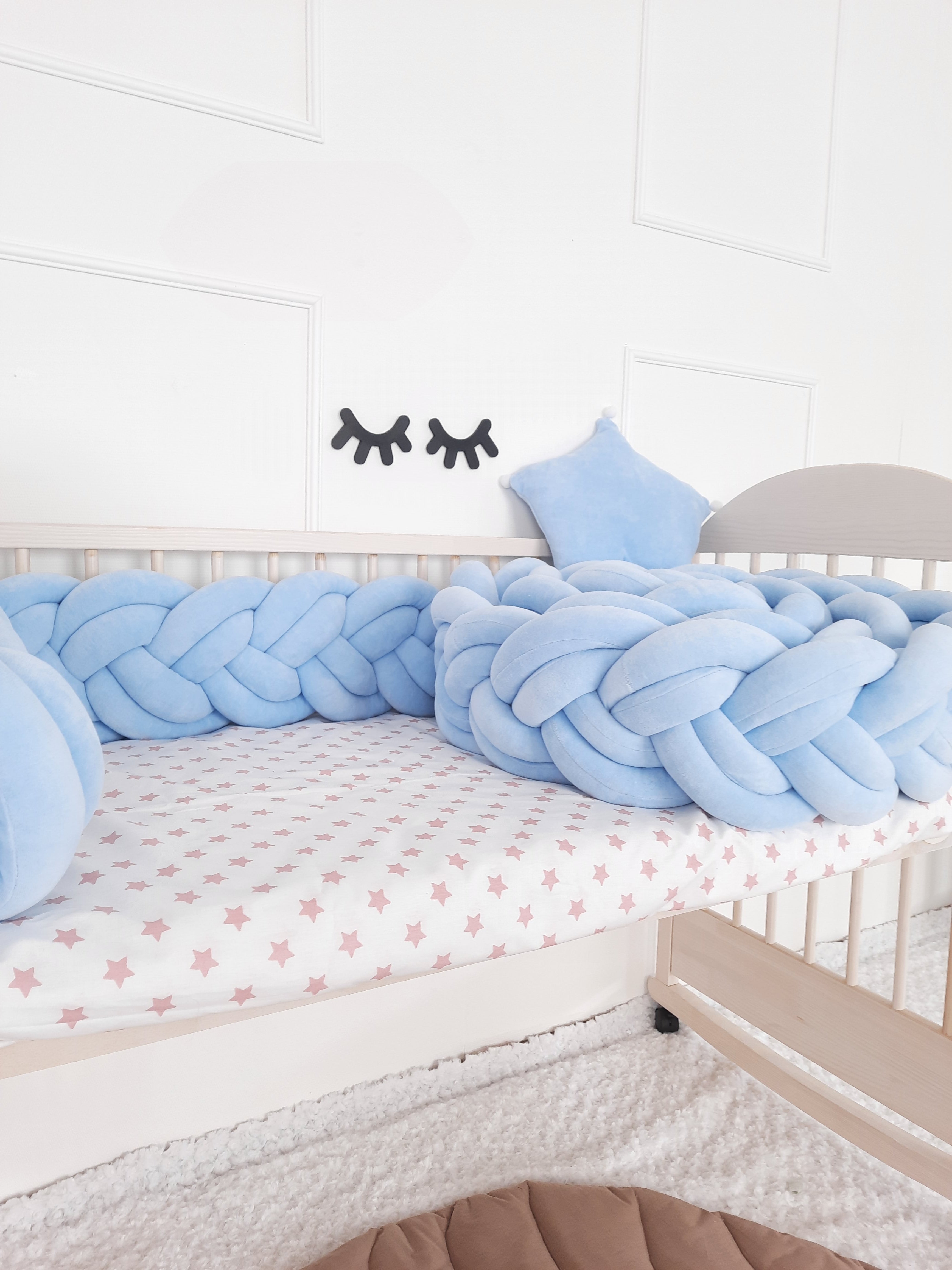 Blue cot bumper set online