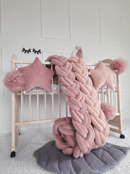 Rose and Blush Double braided crib bumper