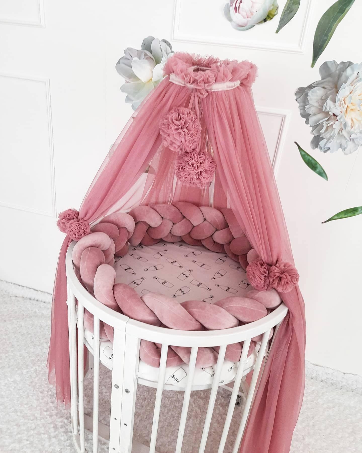 Pink crib outlet canopy