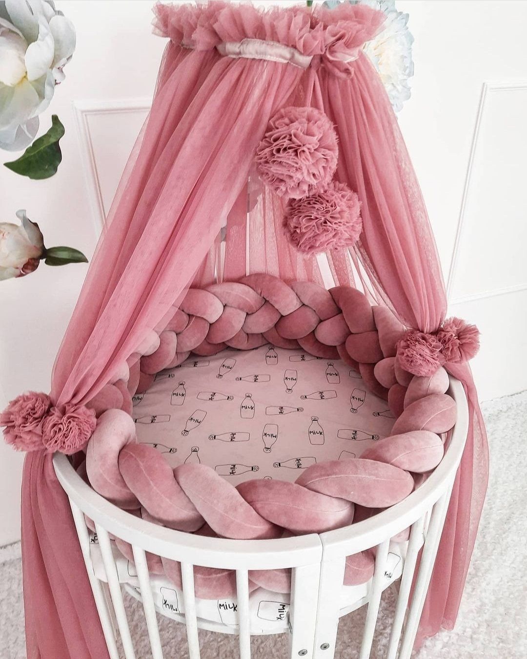 Bed tulle canopy for nursery, Princess playhouse, Crib Canopy, Nursery canopy, Play room canopy, Princess baldachin, Bed Tent +Swan pillow as a gift